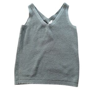 GAP Ribbed V‎ Neck classic Old Money Tank Top Sweater Knit Sage Green Size